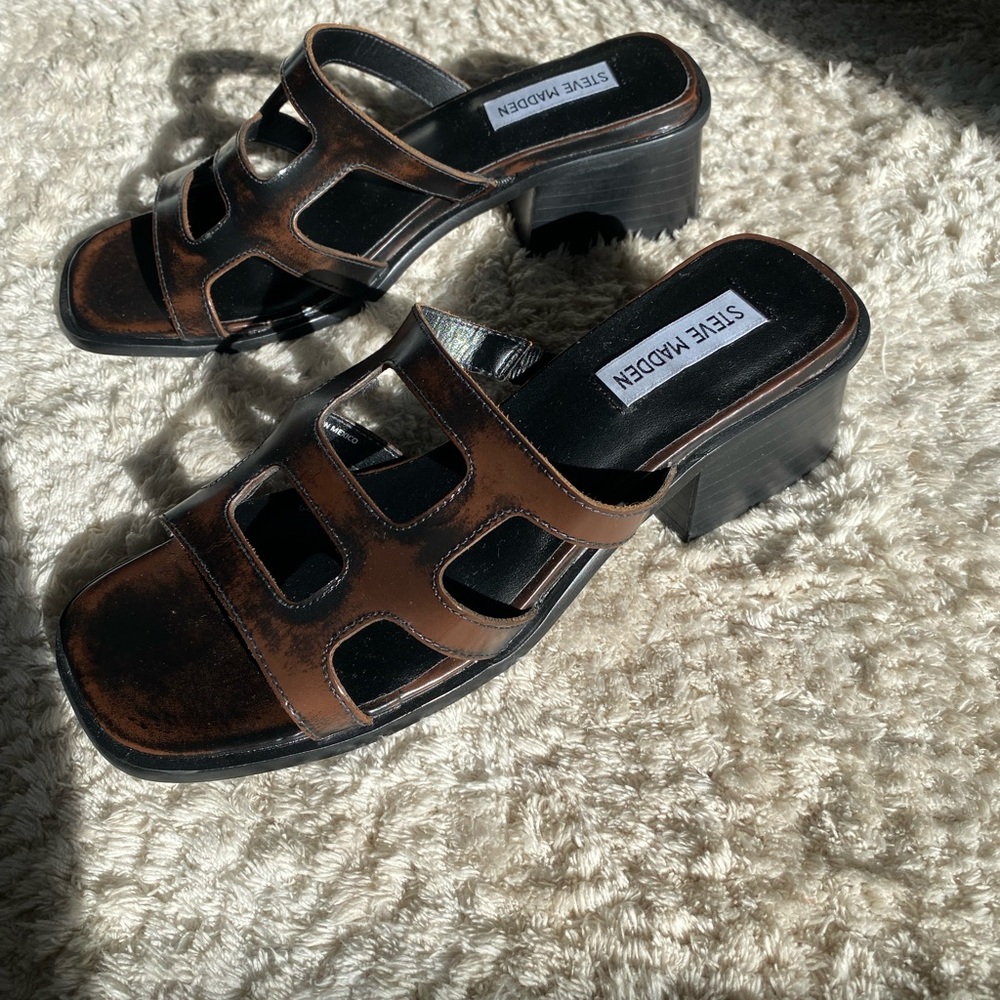 Steve Madden Brown Mules with H-Shaped Straps